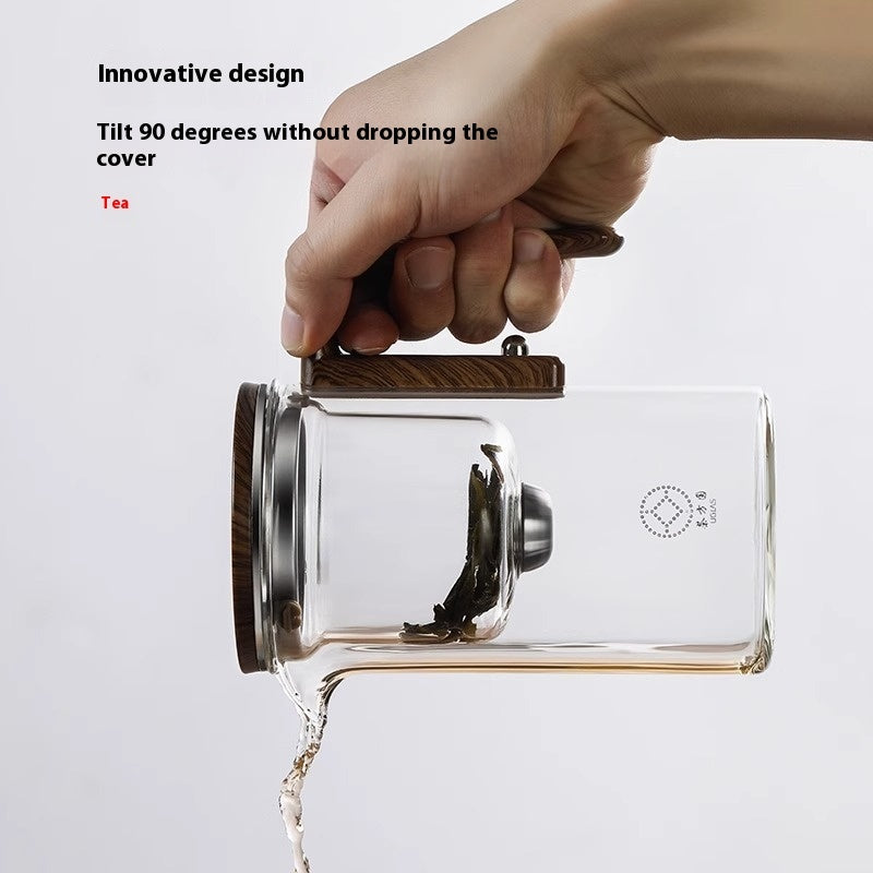 Magnetic Glass Teapot with Wood Handle and Filtration System