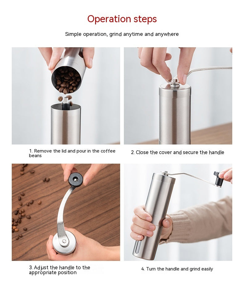 Manual Coffee Bean Grinder - Stainless Steel Hand-Crank