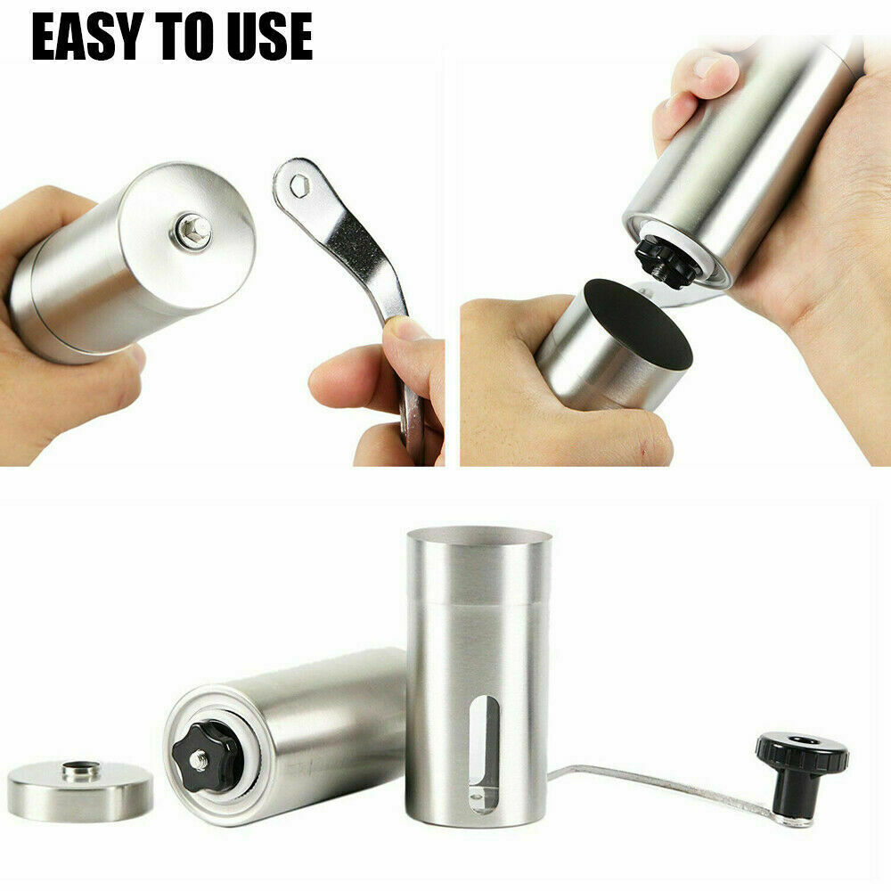 Stainless Steel Hand Crank Burr Grinder for Coffee and Pepper