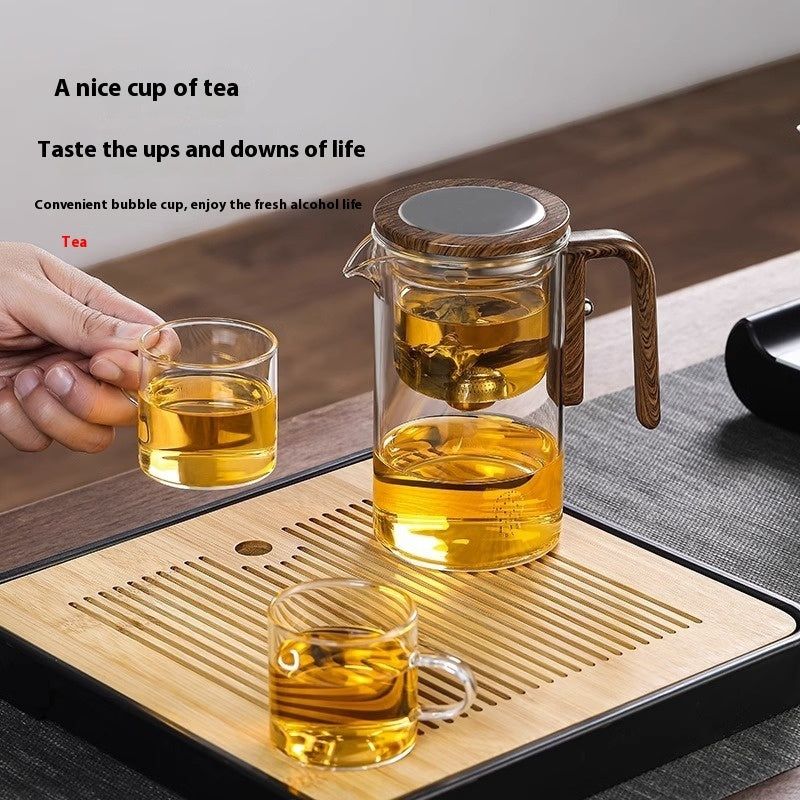 Magnetic Glass Teapot with Wood Handle and Filtration System