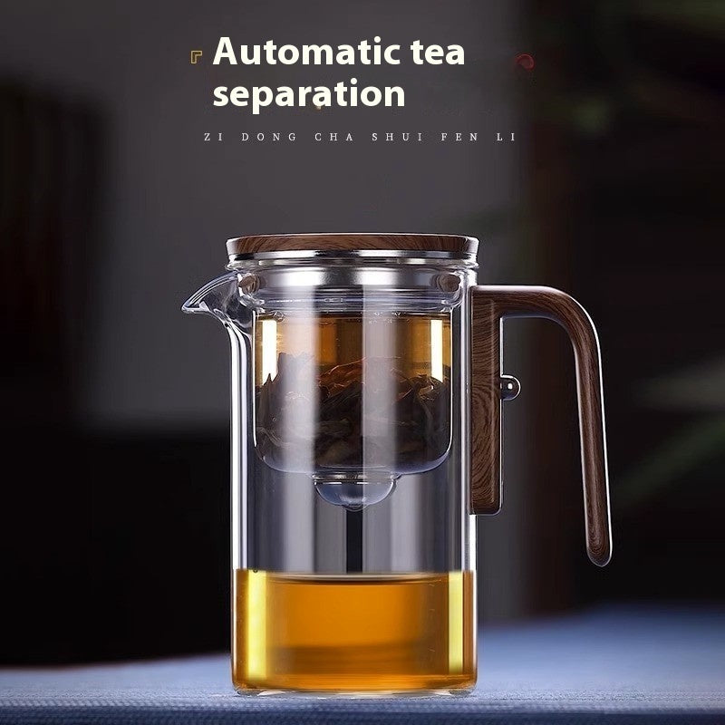 Magnetic Glass Teapot with Wood Handle and Filtration System