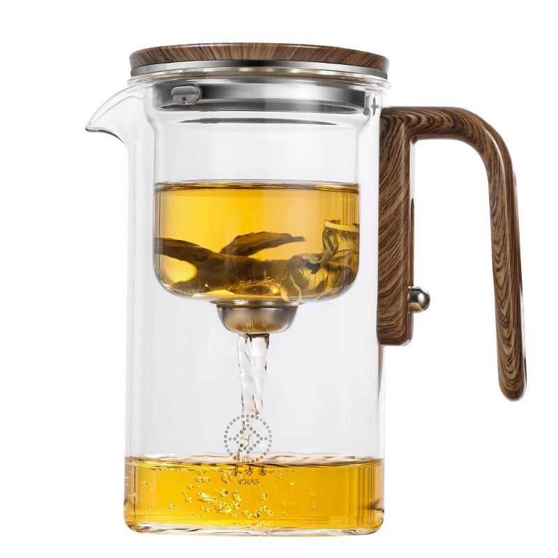 Magnetic Glass Teapot with Wood Handle and Filtration System