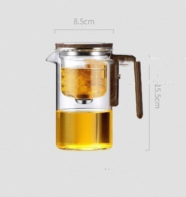 Magnetic Glass Teapot with Wood Handle and Filtration System