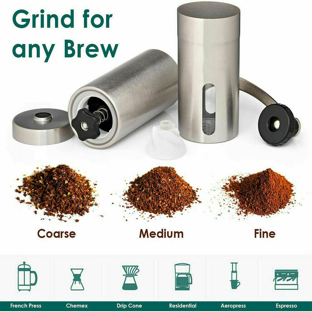 Stainless Steel Hand Crank Burr Grinder for Coffee and Pepper